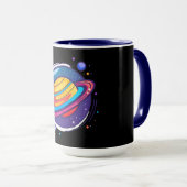 Saturn Planet Coffee Mug – Cosmic Design for Space Tasse (VorderseiteRechts)
