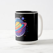 Saturn Planet Coffee Mug – Cosmic Design for Space Zweifarbige Tasse (VorderseiteRechts)
