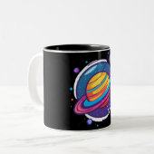 Saturn Planet Coffee Mug – Cosmic Design for Space Zweifarbige Tasse (Vorderseite Links)