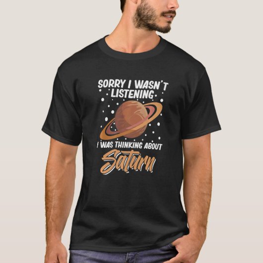 Saturn Planet Ring Sonnensystem Gas Atmosphere Wel T-Shirt (Vorderseite)