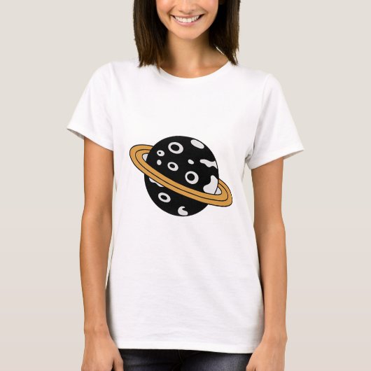 Saturn Planet - Stylized Space Graphic T-Shirt (Vorderseite)