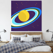 Saturn Reimaged Bright Rings Lila Weltraum Leinwanddruck (Insitu (Schlafzimmer))