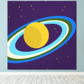 Saturn Reimaged Bright Rings Lila Weltraum Leinwanddruck (Insitu (Holzboden))