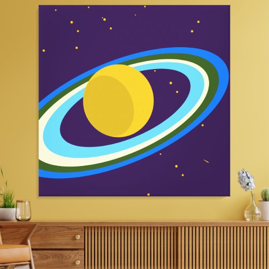 Saturn Reimaged Bright Rings Lila Weltraum Leinwanddruck (Insitu (Wohnzimmer))