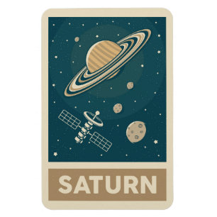 Saturn Retro Galaxie Satellit Magnet