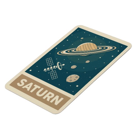 Saturn Retro Galaxy Satellite Magnet (Linke Seite)