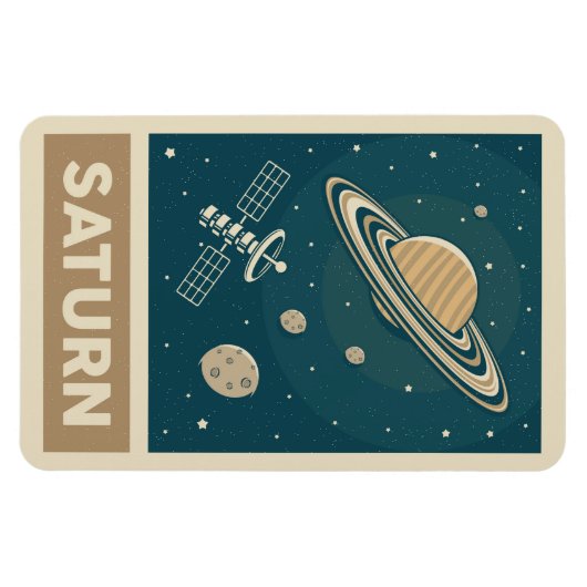 Saturn Retro Galaxy Satellite Magnet (Horizontal)