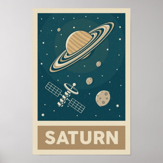 Saturn Retro Galaxy Satellite Poster (Vorne)