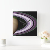 Saturn Ringe Quadratische Wanduhr (Zuhause)