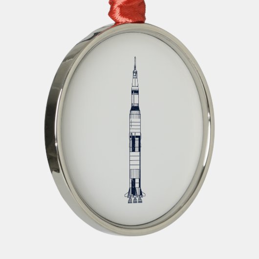 Saturn Rocket Silbernes Ornament (Rechts)