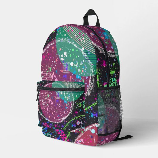 Saturn’s Rings: Maximalist Abstract Art  Bedruckter Rucksack (Rückseitige Ecke Rechts)