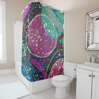 Saturn’s Rings: Maximalist Abstract Art  Duschvorhang