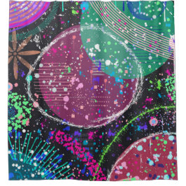 Saturn’s Rings: Maximalist Abstract Art  Duschvorhang