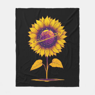 Saturn Sonnenblumenschwarz Fleecedecke