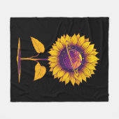 Saturn Sonnenblumenschwarz Fleecedecke (Vorderseite (Horizontal))