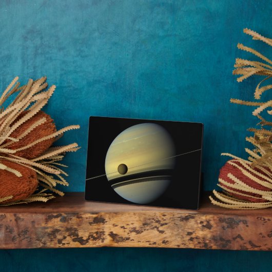 Saturn & Titan Cassini Space Foto Fotoplatte (Seite)