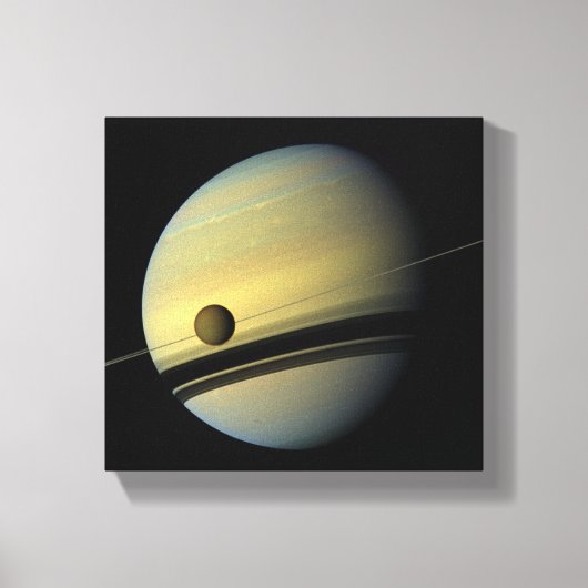 Saturn & Titan Cassini Space Foto Leinwanddruck (Vorderseite)