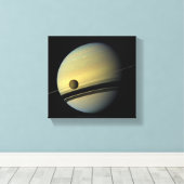 Saturn & Titan Cassini Space Foto Leinwanddruck (Insitu (Holzboden))