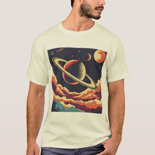 Saturn über den fiery Horizon T-Shirt (Vorderseite)