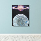 Saturn und Enceladus Leinwanddruck (Insitu (Holzboden))