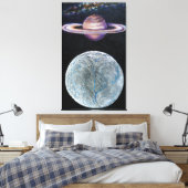 Saturn und Enceladus Leinwanddruck (Insitu (Schlafzimmer))