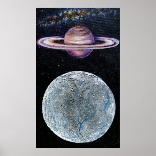 Saturn und Enceladus Poster (Vorne)