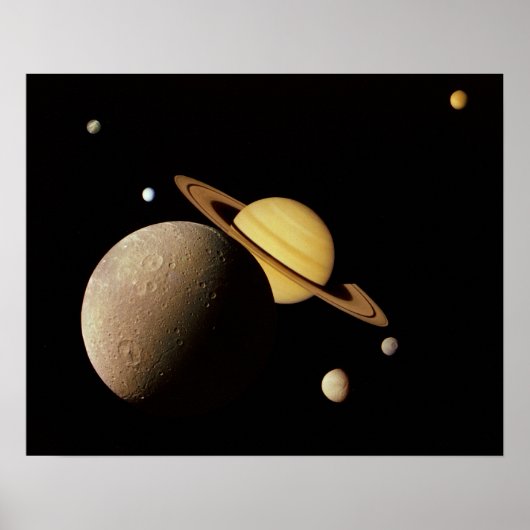 Saturn und ihr Mondplakat Poster (Vorne)