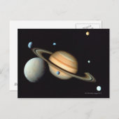 Saturn und Satelliten Postkarte (Vorne/Hinten)
