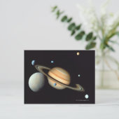 Saturn und Satelliten Postkarte (Stehend Vorderseite)