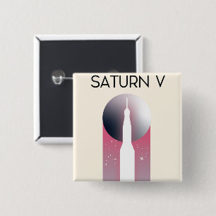 Saturn V Apollo Space Art Button