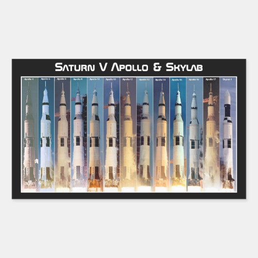 Saturn V Moon Rocket startet Rechteckiger Aufkleber (Vorderseite)