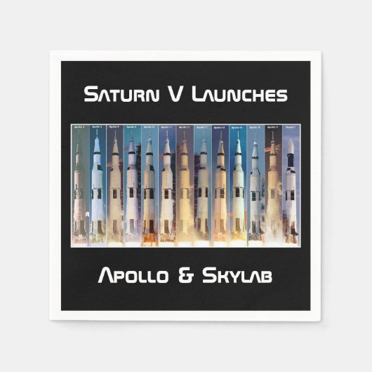 Saturn V Moon Rocket startet Serviette (Vorderseite)
