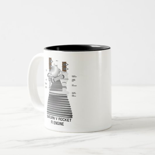 Saturn V Rakete F-1 Motor Zweifarbige Tasse (Vorderseite Links)