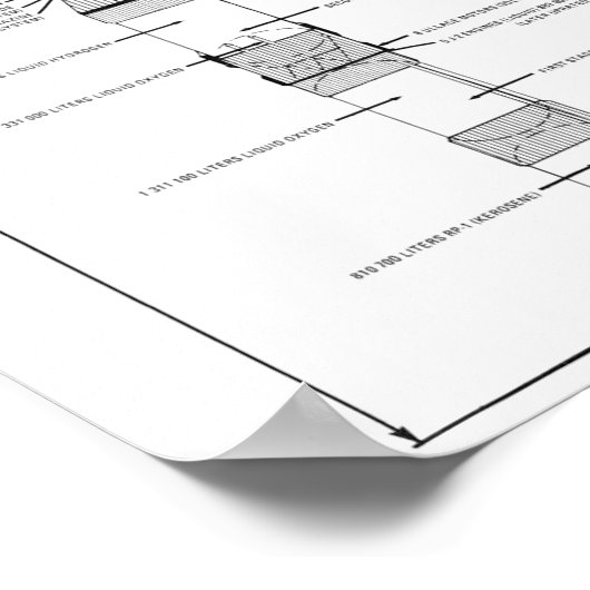 Saturn V Raketenschematische 8"x10" Poster (Ecke)