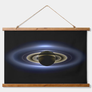 Saturn verdeckt die Sonne vom Cassini Orbiter aus Wandteppich Mit Holzrahmen