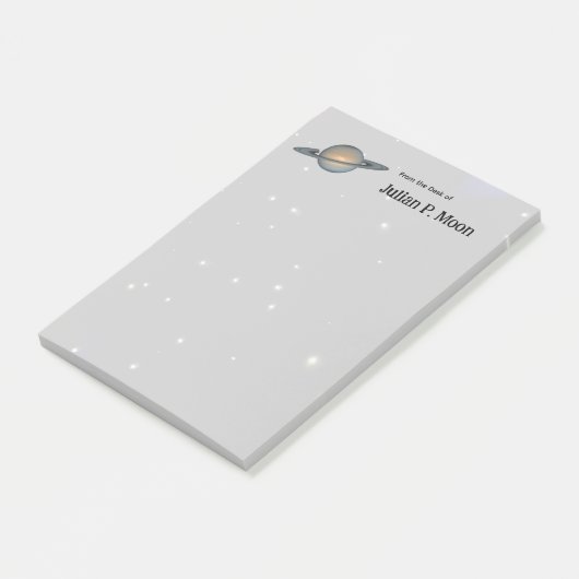 Saturn with Rings in Outer Space Personalized Post-it Klebezettel (angewinkelt)