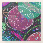 Saturns Ringe: Maximalistische abstrakte Kunst Glasuntersetzer (Vorderseite)