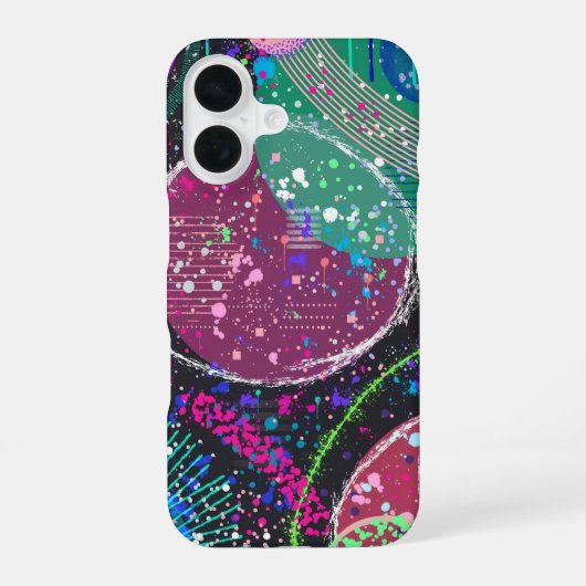 Saturns Ringe: Maximalistische abstrakte Kunst iPhone 16 Hülle (Rückseite)