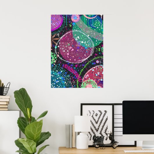 Saturns Ringe: Maximalistische abstrakte Kunst Poster (Heimbüro)