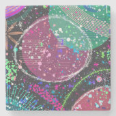 Saturns Ringe: Maximalistische abstrakte Kunst  Steinuntersetzer (Vorderseite)