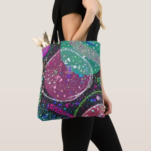 Saturns Ringe: Maximalistische abstrakte Kunst Tasche (Von Nahem)