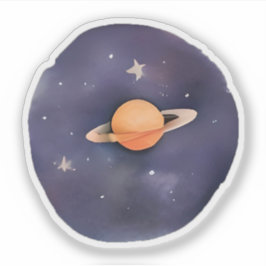 Saturns Serenade: Kosmische Wasserfarbe Aufkleber