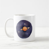 Saturns Serenade: Kosmische Wasserfarbe Kaffeetasse (Links)