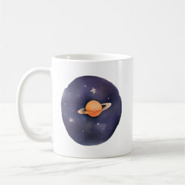 Saturns Serenade: Kosmische Wasserfarbe Kaffeetasse