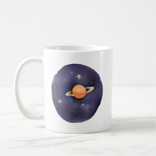 Saturns Serenade: Kosmische Wasserfarbe Kaffeetasse