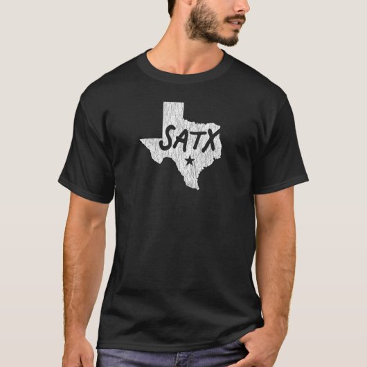Satx San Antonio Tx Script W Details in Tx Silhoue T-Shirt (Vorderseite)