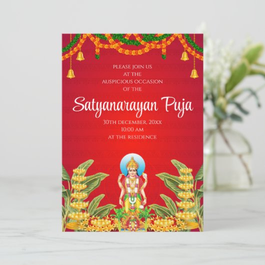 Satya Narayan poja Einladung Satyanarayan einladen (Stehend Vorderseite)