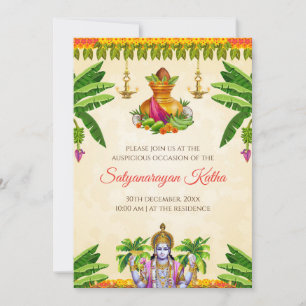Satyanarayan-Einladung Indische Puja-Einladung Einladung