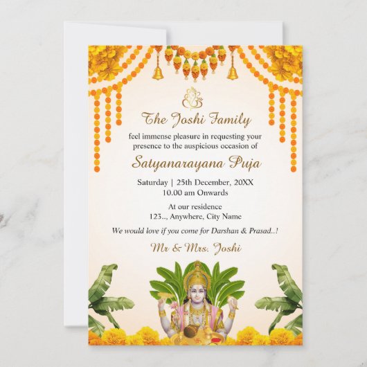 Satyanarayan Katha Einladungskarte Einladung (Vorderseite)