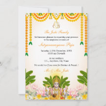 Satyanarayan Katha Invitation Card, Indian Puja